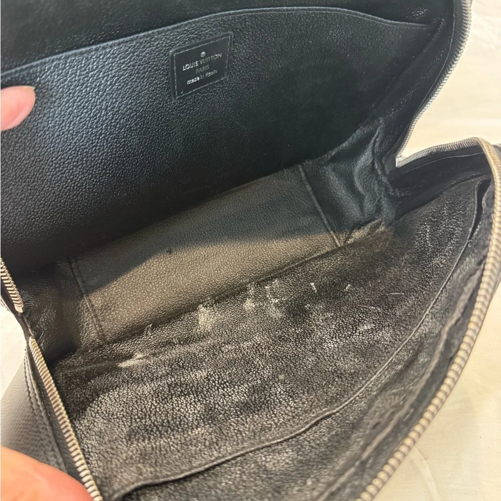 Louis Vuitton Black Leather Cosmetic Pouch